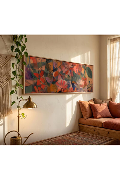 dekorodam Ahşap Çerçeveli Panoramik Oturma Odası Salon Tablosu