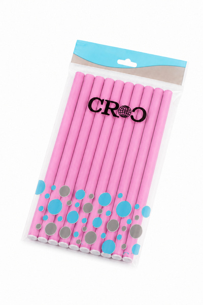 Croc 1251 Pembe 10lu Sosis Bigudi Seti | Isısız Esnek Saç Şekillendirici | Doğal Dalga ve Bukle için Latex Köpük Bigudi Boy:22Cm Çap:1.2Cm