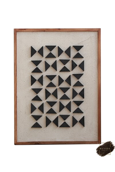 Store Siyah Geometri | Modern Ahşap Duvar Tablosu 62x82 cm