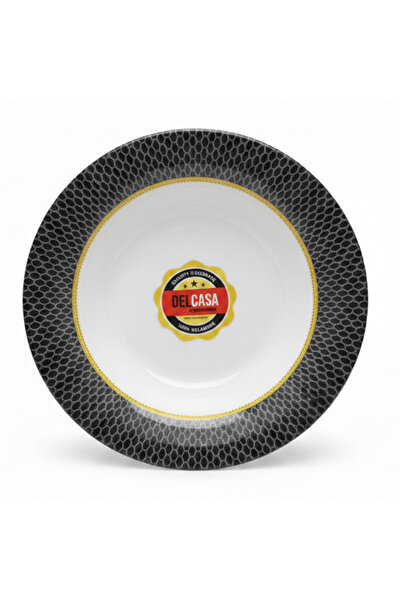 DELCASA Premium Black & White Melamine Soup Plate 6.5 Inch