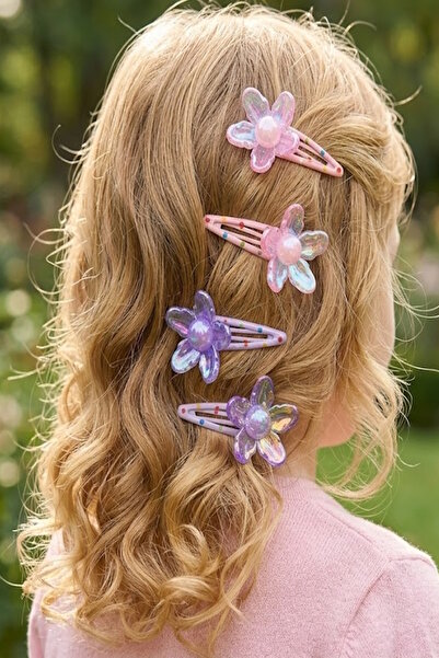 CAŞ DEKORASYON 4-Piece Pink and Purple Color Floral Side Buckle