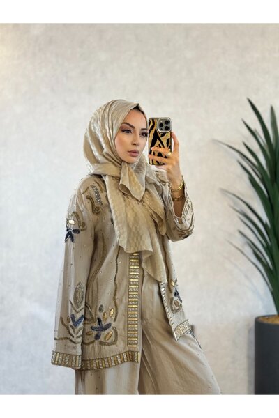 Aynaz Orfeonegro 34839 Arzu Kimono Bej