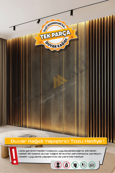 DECOMALL (TV-47) TV Arkası Duvar Kağıdı Tek Parça 3D Çita Mermer Görünümlü Sa...