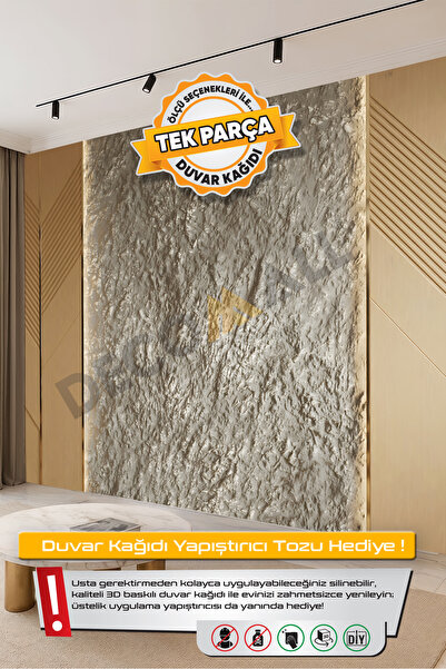 DECOMALL (TV-87) TV Arkası Duvar Kağıdı Tek Parça 3D Çita Mermer Görünümlü Sa...