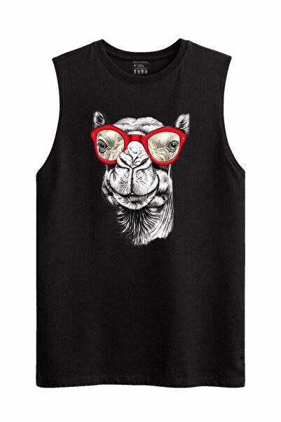 Rabona Fashion Cool Camel Red Glasses Sleeveless Tank Top
