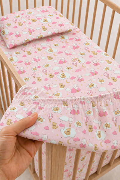 Bebelz 100% Cotton Balloon Teddy Bear Patterned Baby Elastic Sheet Set - 2 Pi...