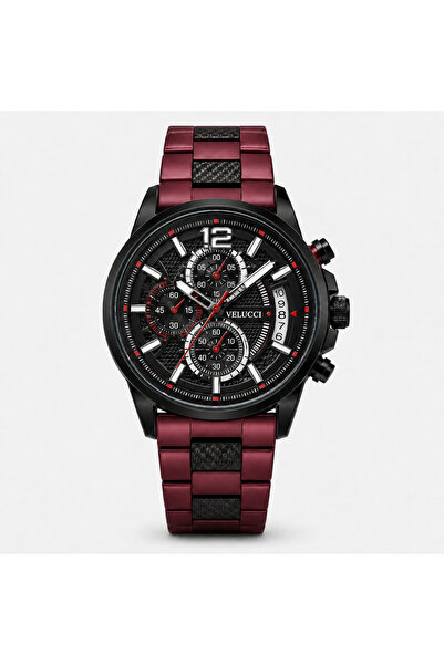 Velucci Maraz Silikon Kordon Erkek Kol Saati Bordo Siyah Kadran Sport Analog ...