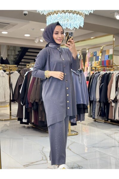 ALANURMODA 25195 Cardigan Stone Set Anthracite