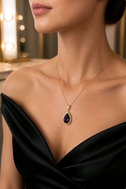 Monalisa Home Luxurious Zircon Stone Figured Showy Drop Necklace