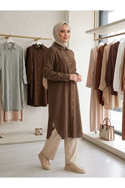 QUAWEAR Shirt Collar Tunic with Slits on the Sides