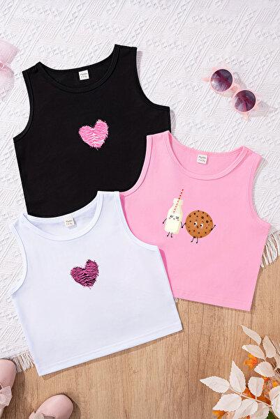 MYADA Özel Tasarım Kız Çocuk 3'lü Crop Set 23492 23493 23504