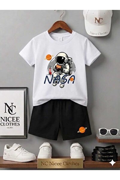 NC Nicee Clothes تي شيرت صيفي للأطفال شورت يونيسكس (مطبوع عليه هامبرغر)