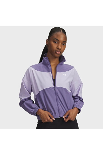 Under Armour A1389631-520 سترة نسائية منسوجة من Ua Rival باللون الأرجواني