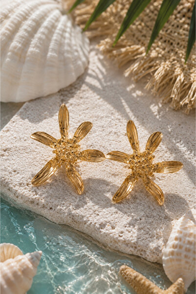 Sylvera Shop Helios Flower Earrings (Gold Color)