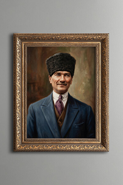 epiqart Mustafa Kemal Atatürk - Vintage Patterned Painting - Thick Model