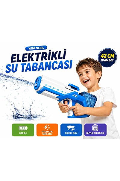 tinytoys 42 cm Şarjlı Işıklı Otomatik Atışlı Elektrikli Su Tabancası Büyük Su...