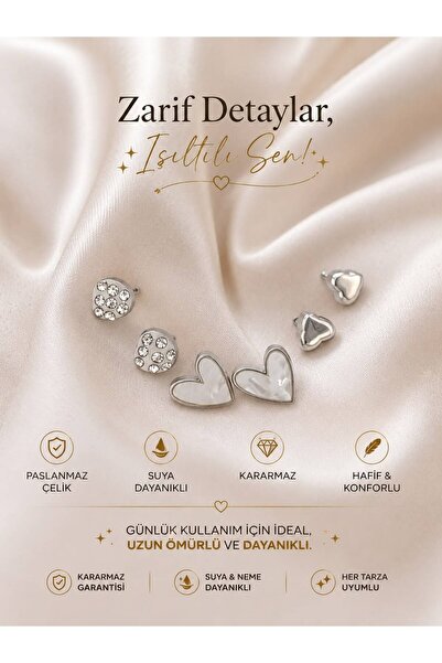 Stainlless Steel LUNA VERA ÇOKLU KÜPE SETİ ÇELİK PASLANMAZ