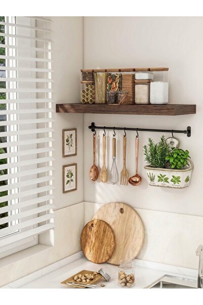 The Living 80cm Wooden Finish Open Flat Wall Shelf | Independent Floating Shelf with Concealed Internal Mount | Smart Space-Saving