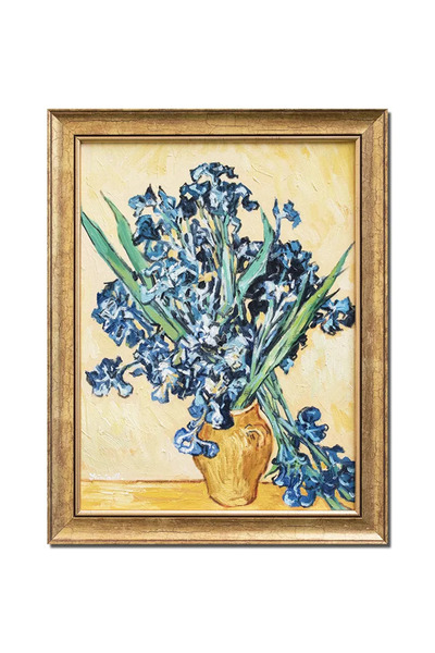 artnova Διάσημος κορνιζαρισμένος, ζωγραφισμένος στο χέρι πίνακας, Βάζο με ίρι...