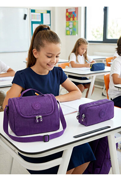 Freedom Bag Trend Set of 2 Crinkle Fabric Thermal Lunch Bag + Double Compartm...