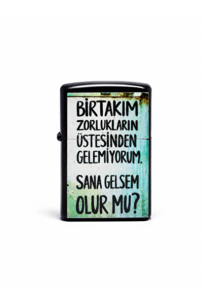 ONRSTORE Baskılı Benzinli Metal Çakmak – Klasik Kapaklı Doldurulabilir Çakmak