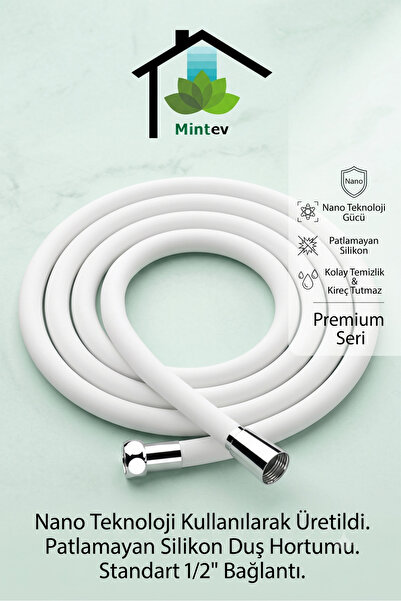 mintev Silikon Patlamaz Yırtılmaz Ezilmez Nano Duş Hortumu 150 cm Banyo Duş H...