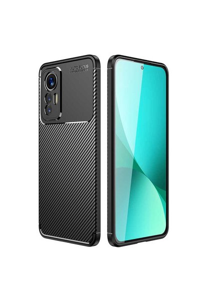 zore Xiaomi Mi 12 Lite Case Carbon Look Silicone with Camera Protection Ultim...