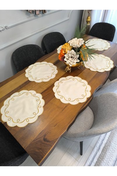 Esin Tasarımçeyizevi Duck Linen Embroidered Luxury Runner (40X40 cm)