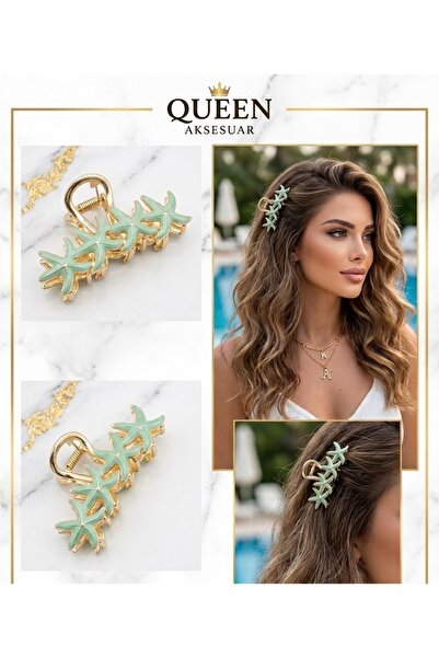 QUEEN AKSESUAR Luxury Pearlescent Gold Gold Metal Pearlescent Light Mint Wate...