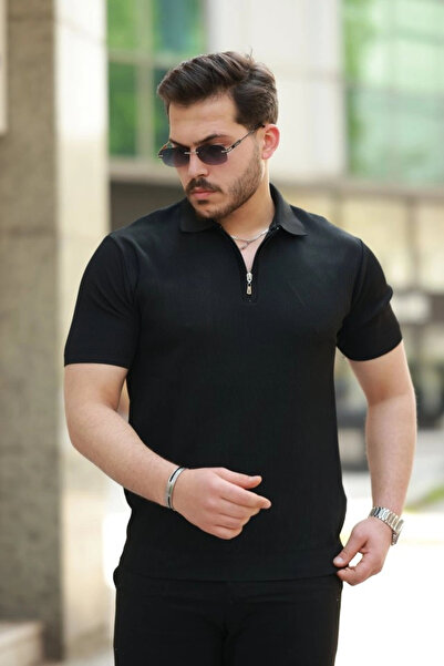 Beruflic Men's Zippered Collar Short Sleeve Tshirt