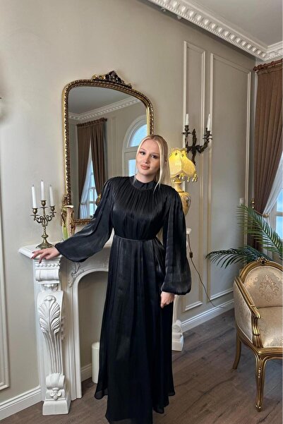 Bess Store Women's Hijab Plus Size Self-Pleated Loose Dress