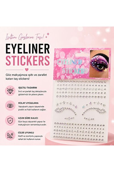 KUZEY AKSESUAR Parlak Taşlı Kendinden Yapışkanlı Yüz taşı Sticker Seti (1 ADET)
