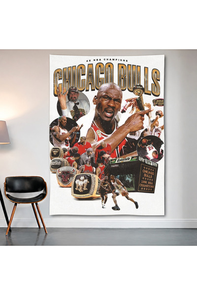 Geek Cultcha Chicago Bulls Wall Covering Wall Tapestry First Quality Satin Fa...