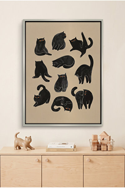 Jasmine Art Cats in Poses Kids Wall Art | Portrait Framed Canvas Print | Luxu...