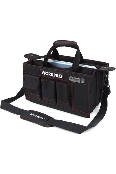 Workpro 15-Inch Open-Top Tool Bag Organizer â€“ Collapsible Hardware Tote wit...
