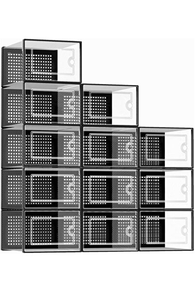 Arabest 12 Pack Large Shoe Organizers Storage Boxes,Clear Plastic Stackable S...