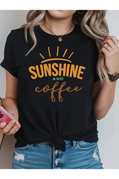 STITCHLY تي شيرت نسائي مطبوع عليه Sunshine And Themed، مناسب للارتداء اليومي ...