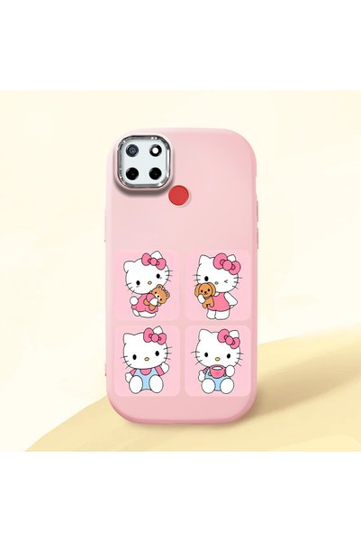 Hontinga Realme C25 Compatible Case Camera Protector Pink Silicone Couple Pho...