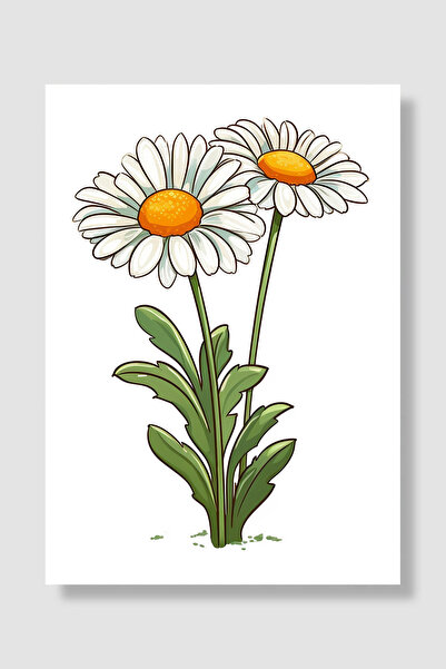 Luna Marissa Poster cu margarete Ilustrație de desene animate cu două margare...