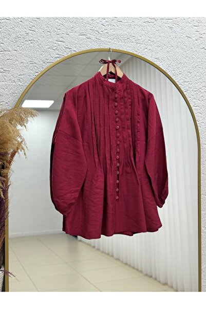 Holehola Öykü Ribbed Buttoned Tunic-Zn2019 Burgundy