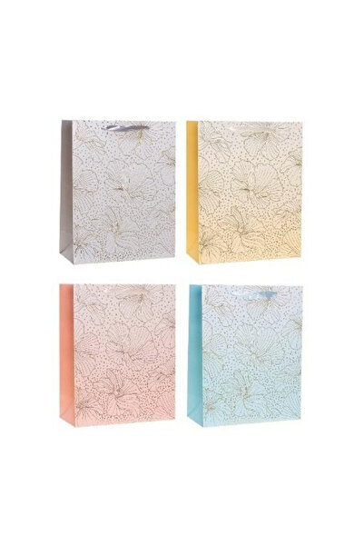 OEM Pungă cadou decorativă Rozetă 26x23x12 cm, cu ștanțare la cald, modele as...