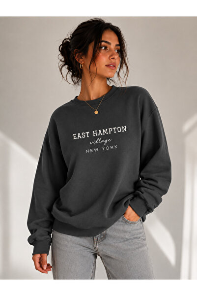 caddekombin Unisex East Hampton and New York Printed Crew Neck Sweatshirt