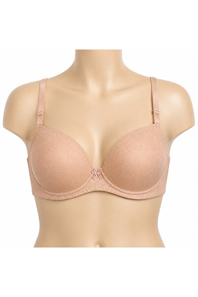 Generic Women's Bra with Soft Padding Print Leaf Pattern, Size 58, Color Beig...