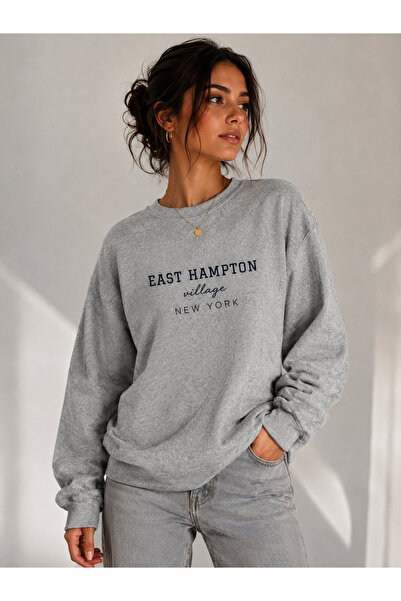 caddekombin Unisex East Hampton and New York Printed Crew Neck Sweatshirt