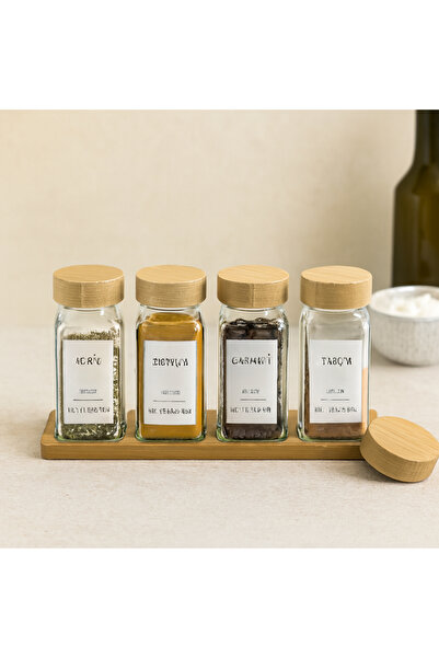 magicool Set of 4 Glass Spice Jars 120 ml Bamboo Lid