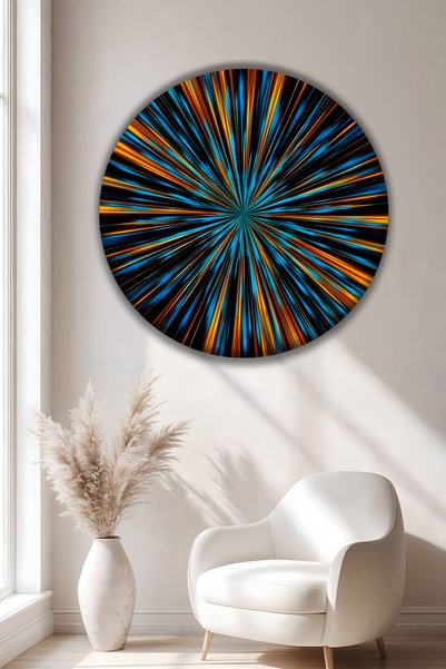 Parıltı Yayınları Tablou modern abstract cu undă de rază, din sticlă rotundă,...