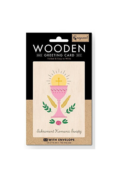Cozywood Felicitare din lemn C6, cu plic inclus, pentru prima comunie, multic...