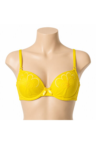 Generic Women's Bra Set of Navy Blue and Yellow Color Size 48