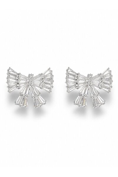 serelya Brass Silver Color Zircon Stone Ribbon Model Women's Cube