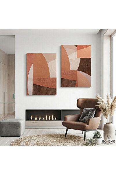 Harika bir ev MODERN ABSTRACT DESENLİ TABLO | SOFT-3 | 2Lİ DİKEY ÇERÇEVESİZ K...